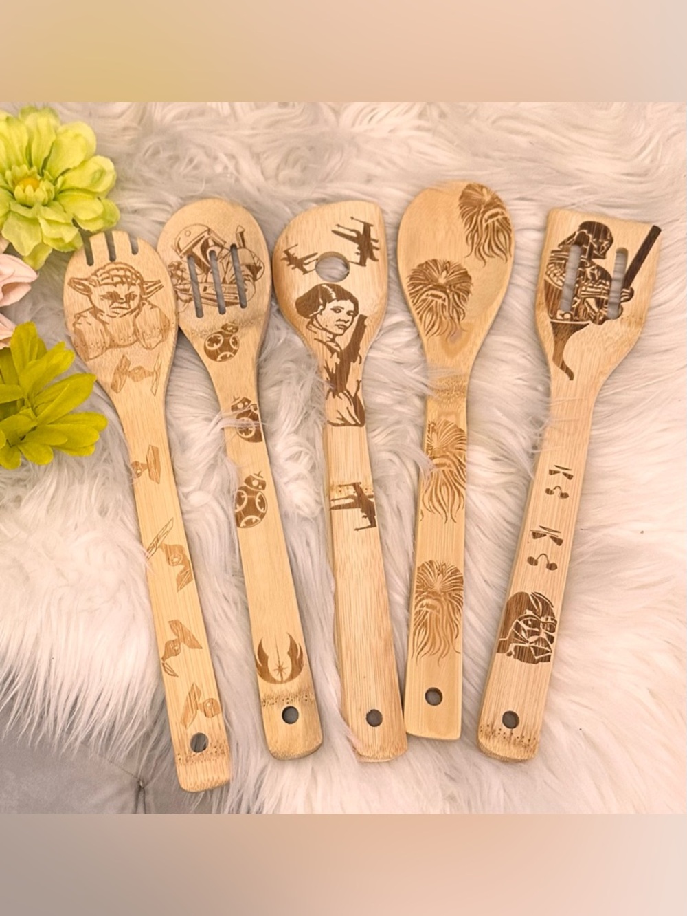 Star Wars Stamped Wooden Spoon Set of 5 NEW!